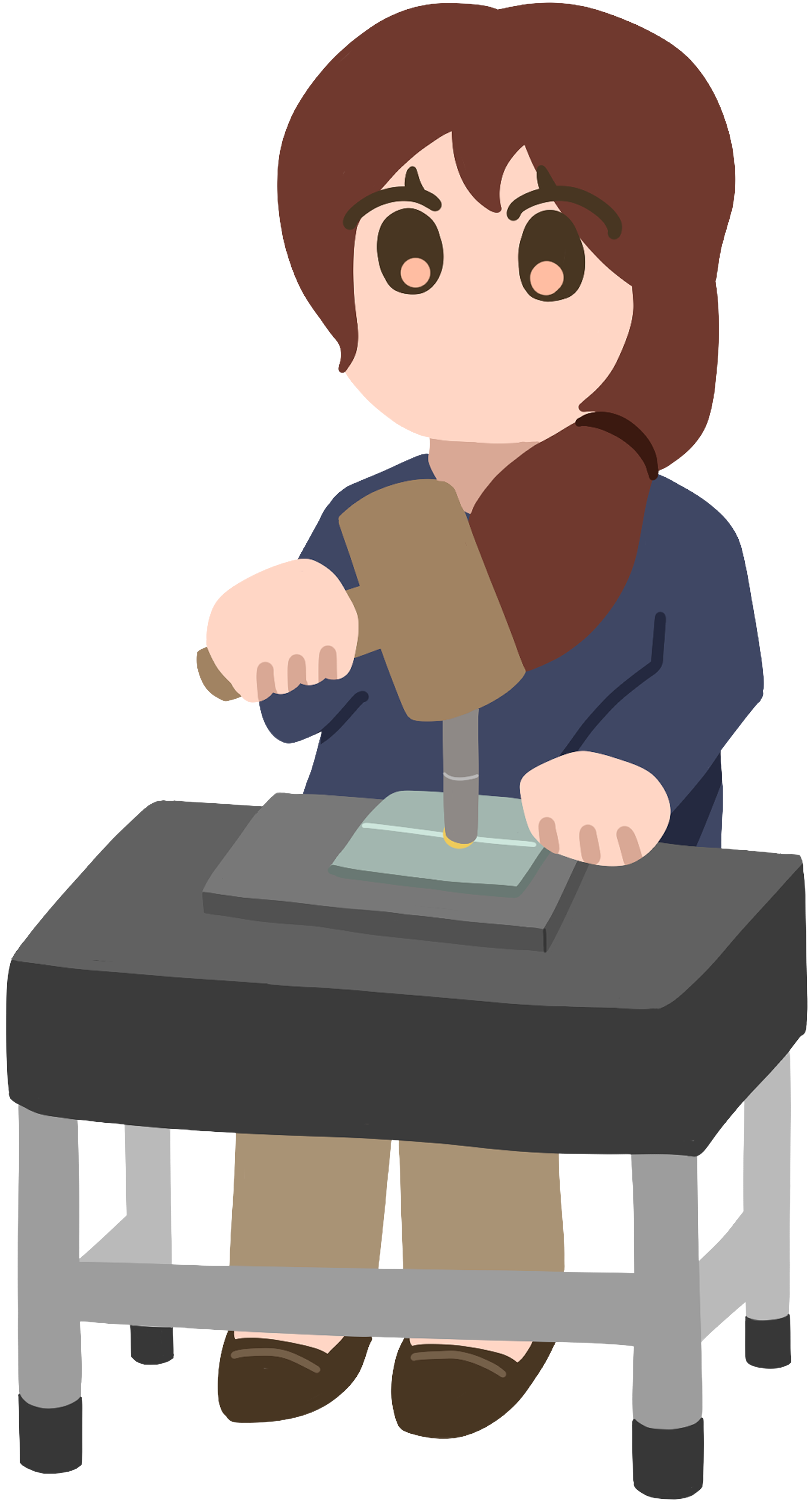 クラフト体験をしている女性のイラスト