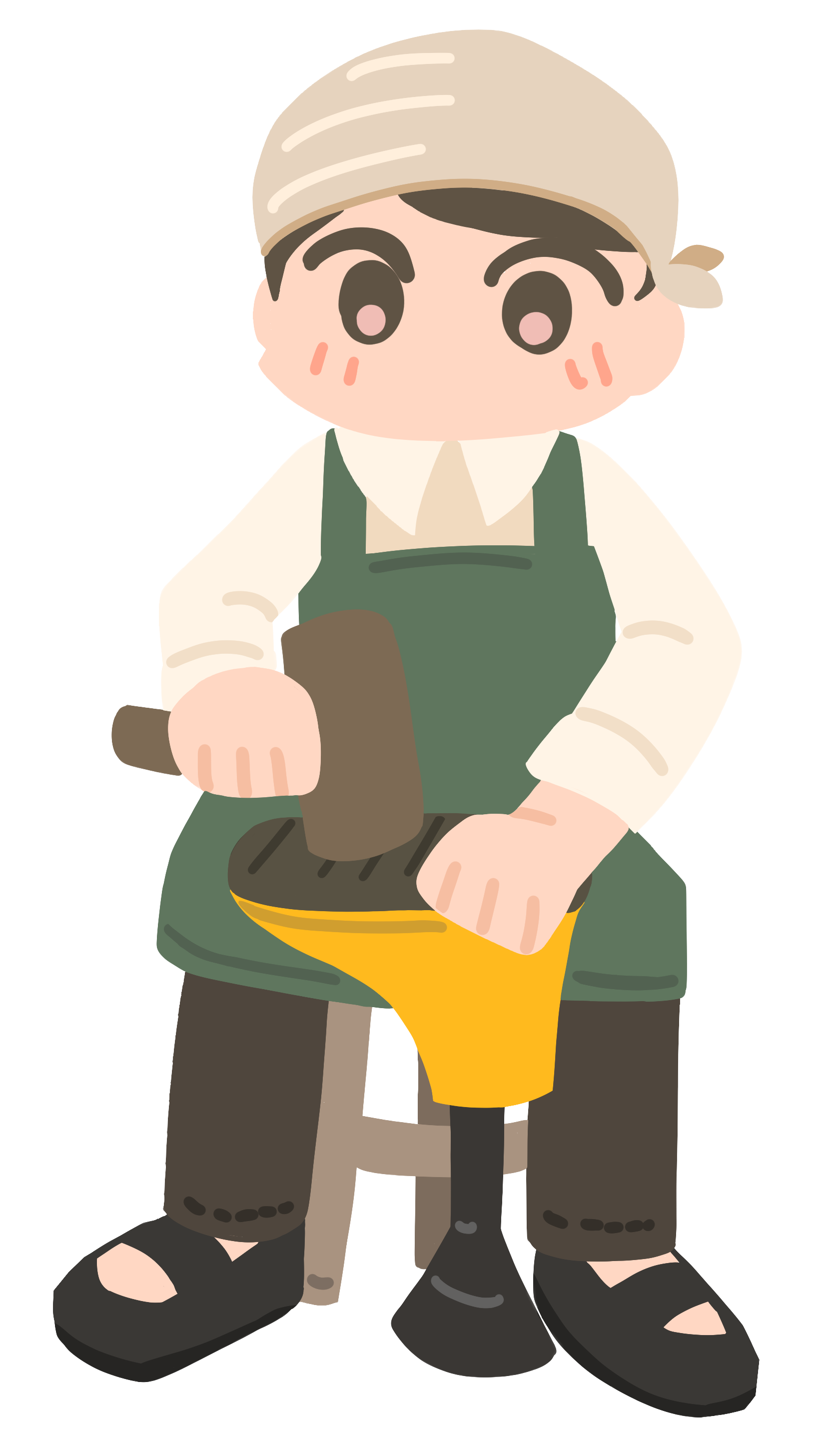 靴を作っている人のイラスト